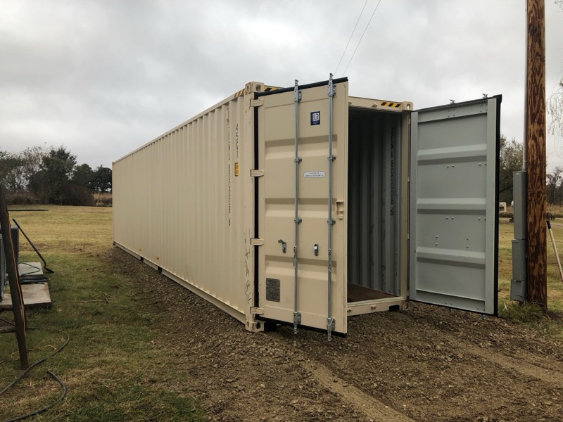 40ft high cube one-trip container with door open